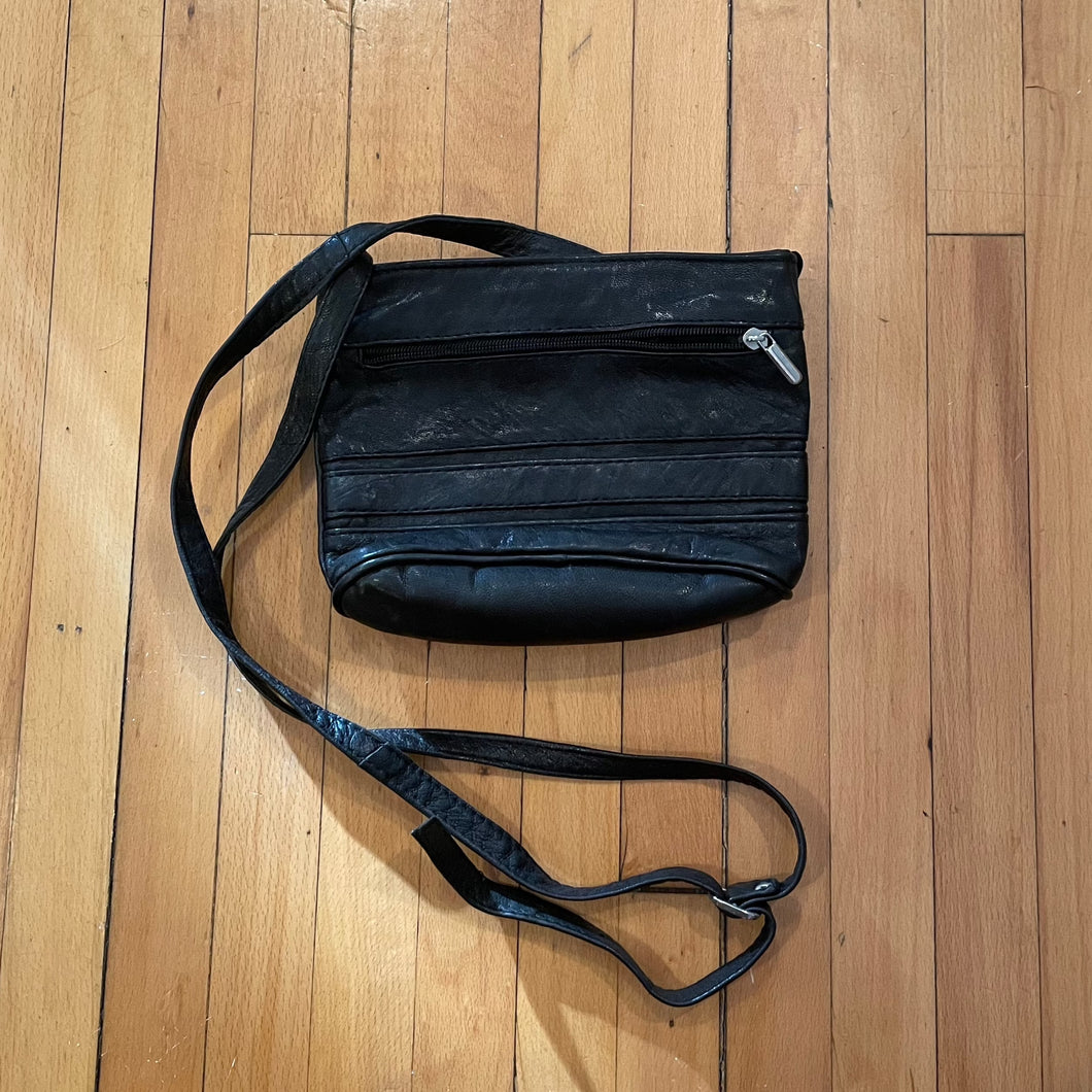 Vintage Cross Body Black Leather Bag