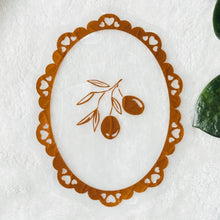 Load image into Gallery viewer, Decorative design with olive branch on a white background