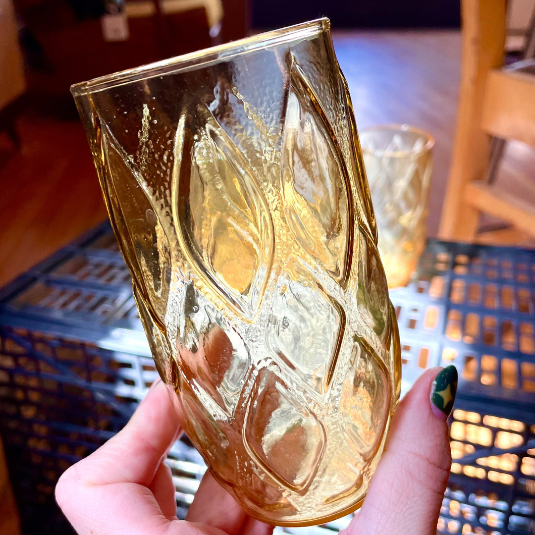 Amber Diamond Quilt Drinking Glasses (5)