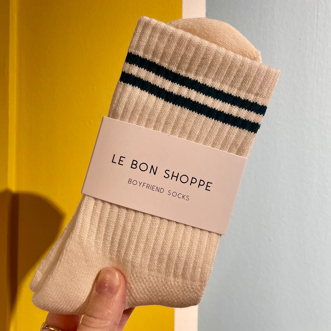 The Boyfriend Sock - Green Stripe