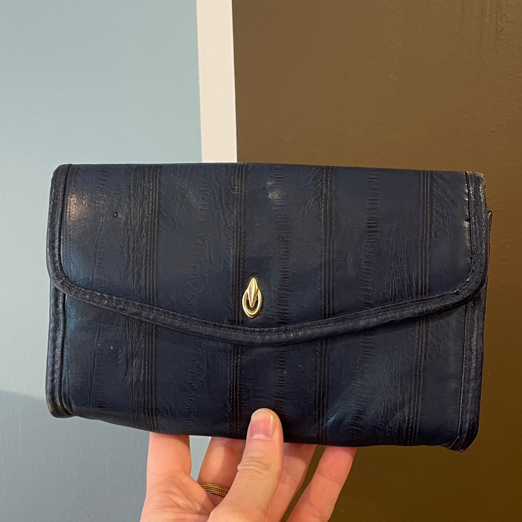 Vintage Blue Textured Leather Wallet