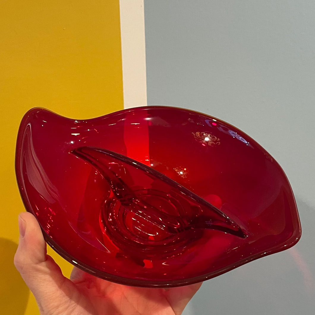 Vintage Bold Red Glass Dish