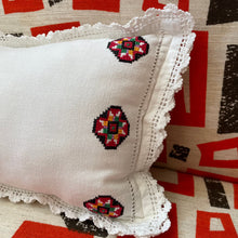 Load image into Gallery viewer, Lace Pillow with Cross-Stitch Detailing (small)
