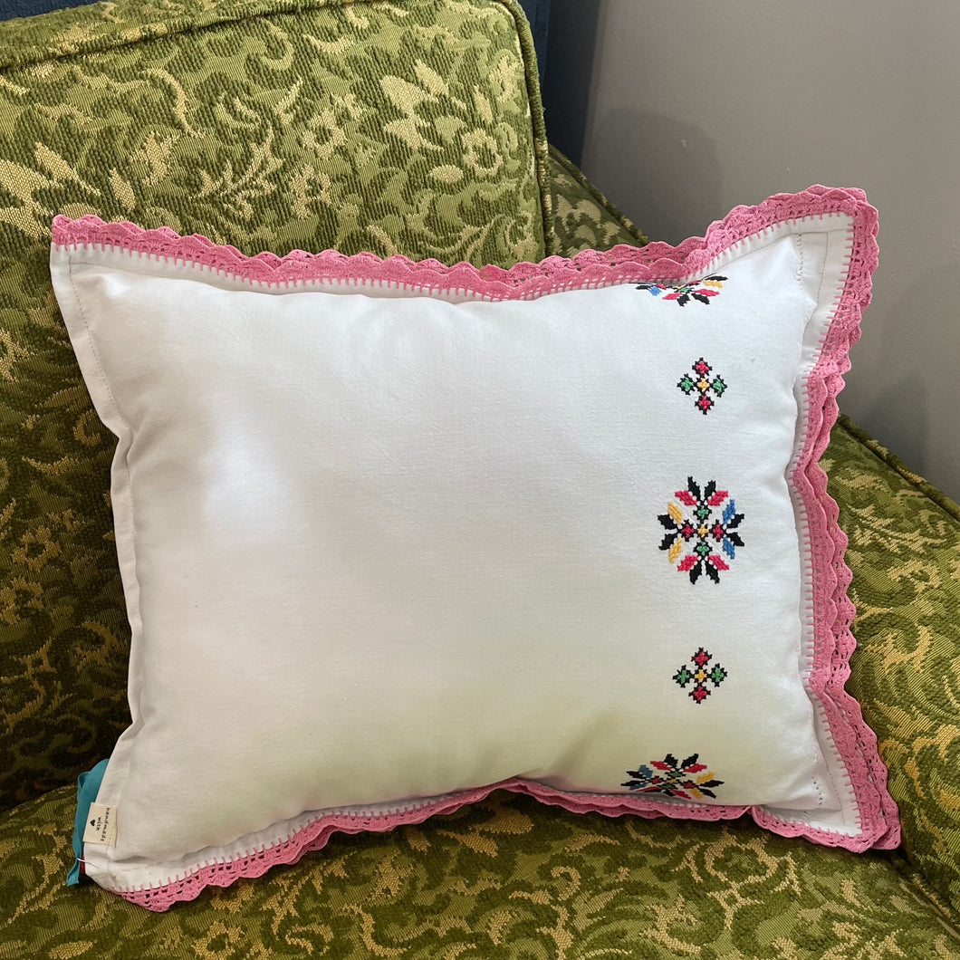 Vintage Pink Lace Pillow