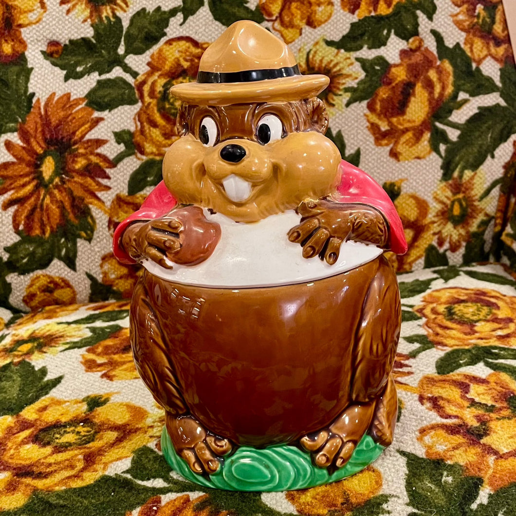 Mountie Beaver Cookie Jar