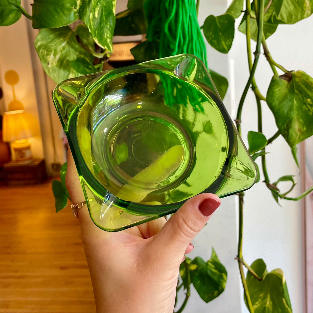 Green Glass Ashtray