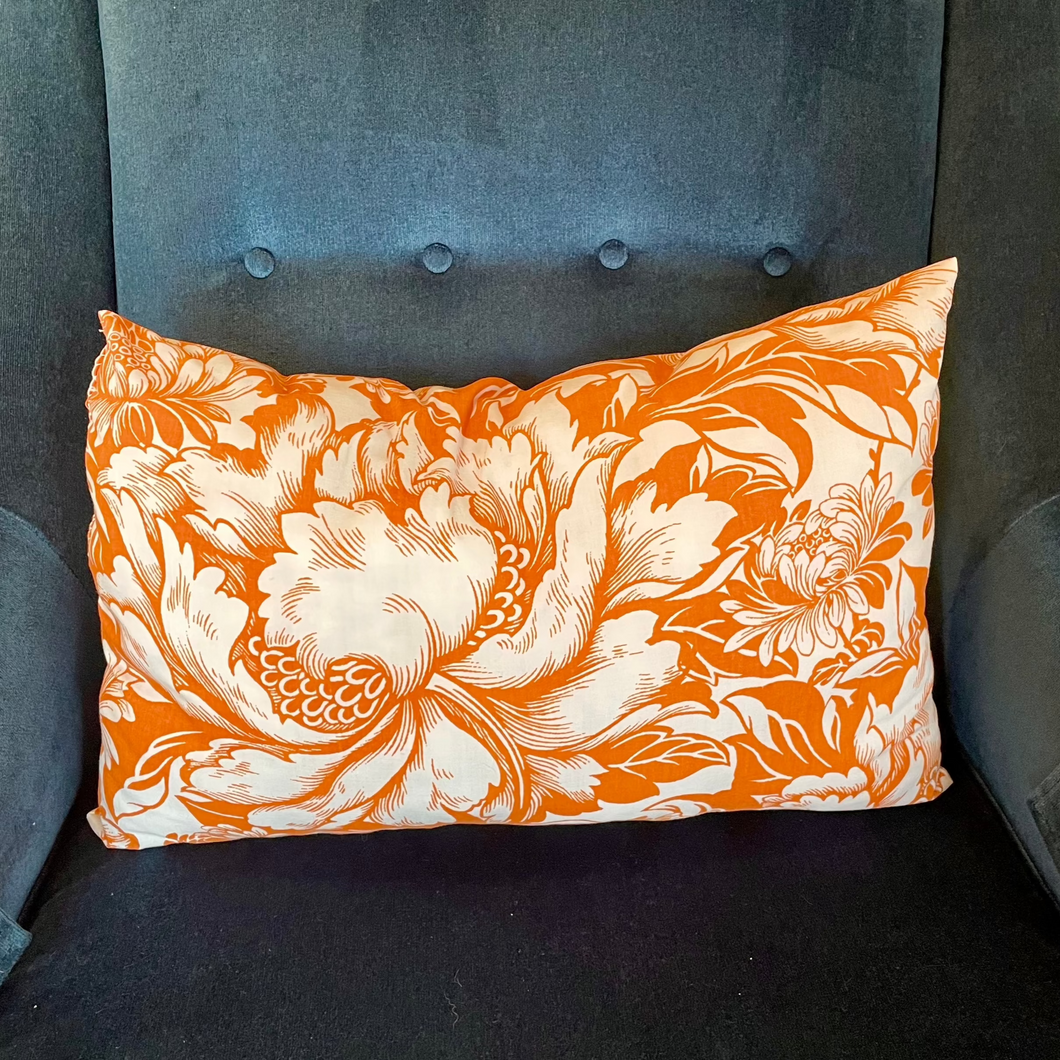 Vintage Orange and Floral Throw Pillow