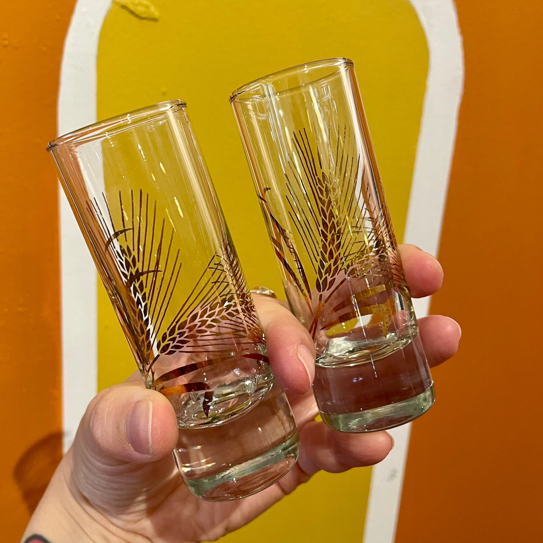 Vintage  Gold Wheat Shot Glass