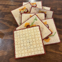 Load image into Gallery viewer, Vintage Cross-Stitch Owl Coaster Holder/Coasters x8
