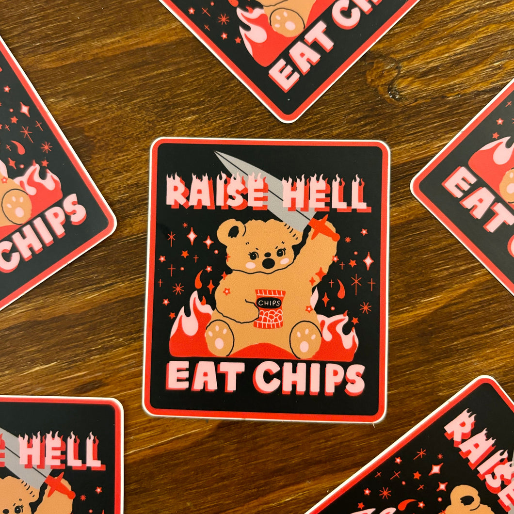 Raise Hell for Chips Sticker