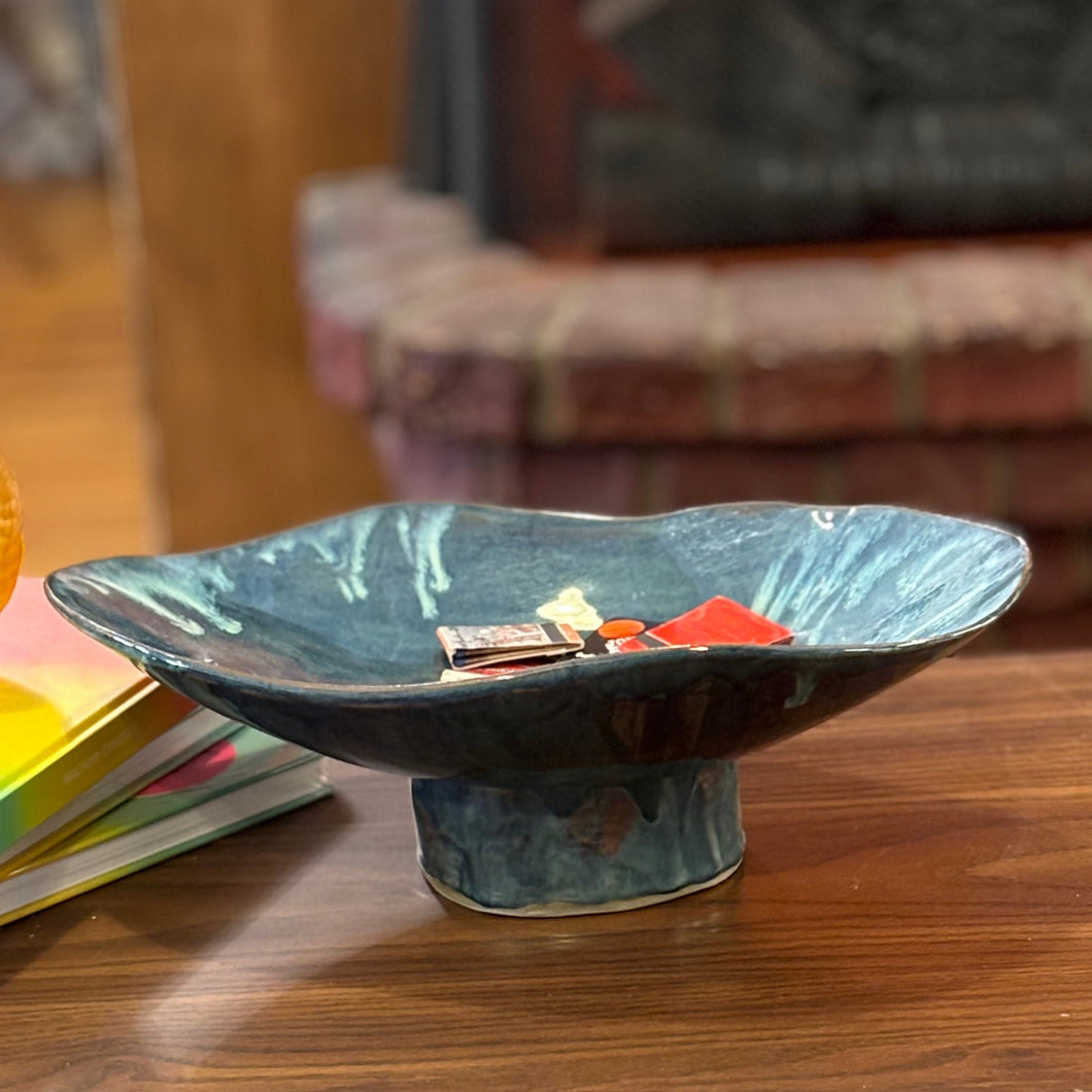 Blue Pedestal Bowl