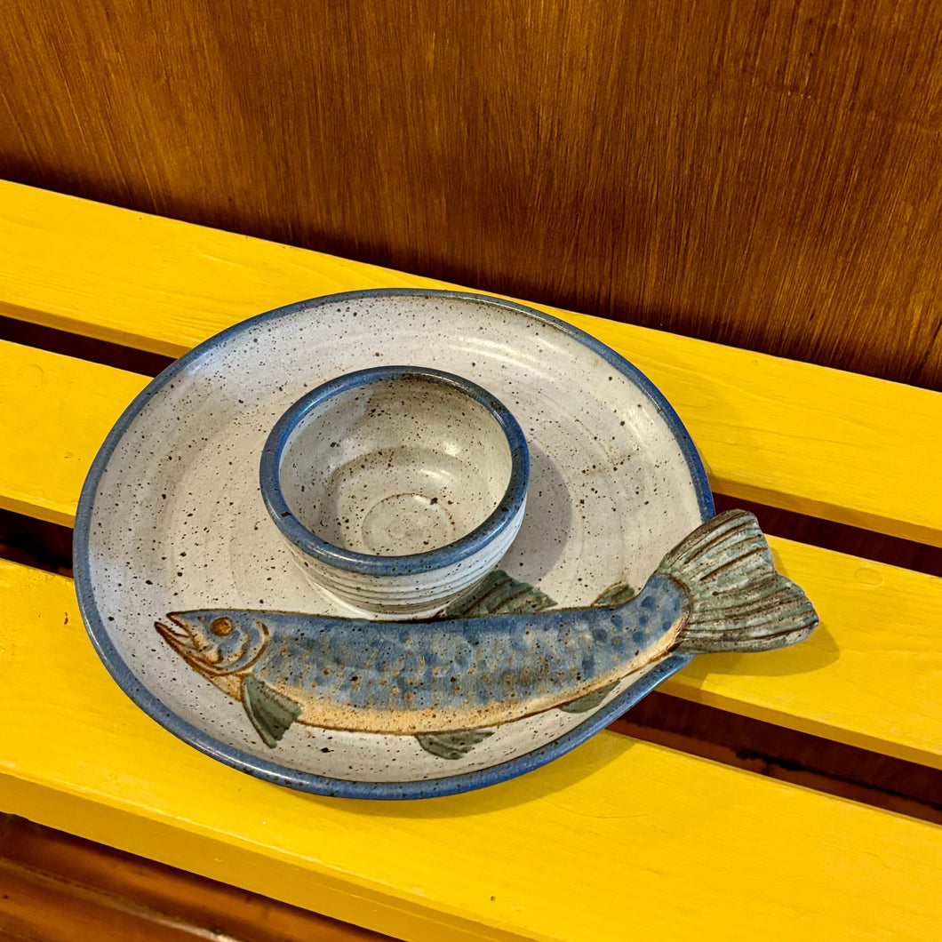 Fish and Dip Dish by Allen and Williams Pottery