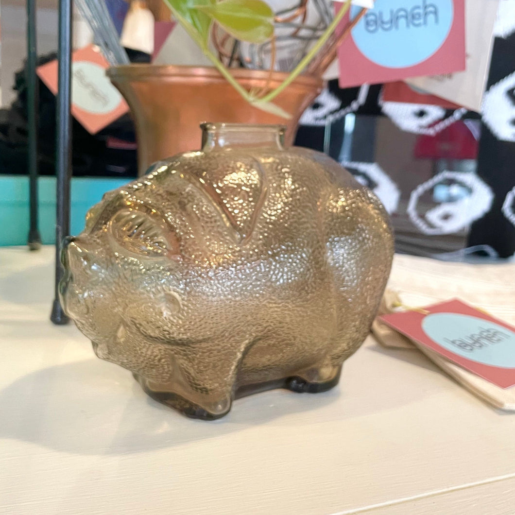 Grey Glass Piggy Bank