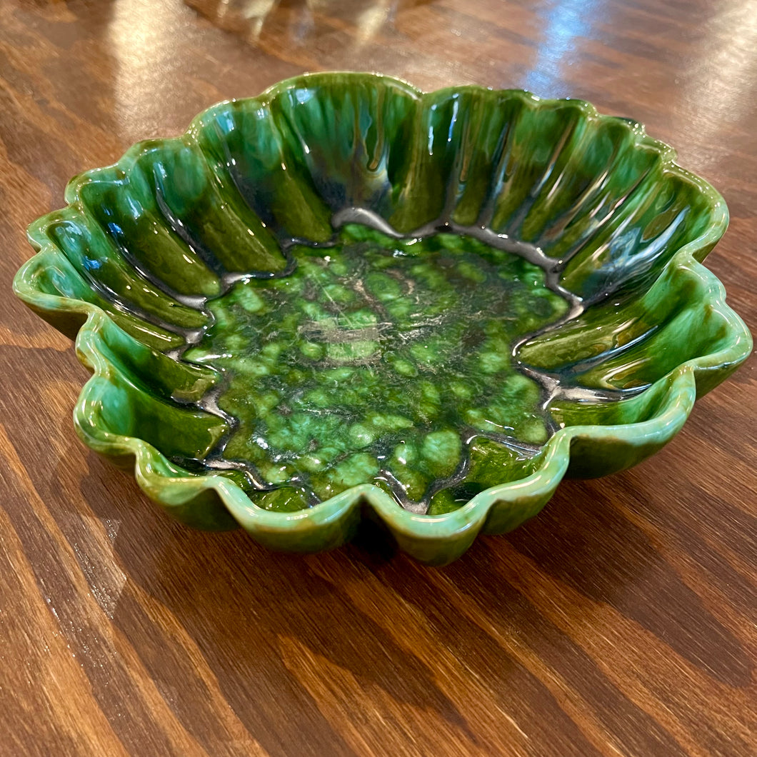 Green Wavy Ceramic Dish